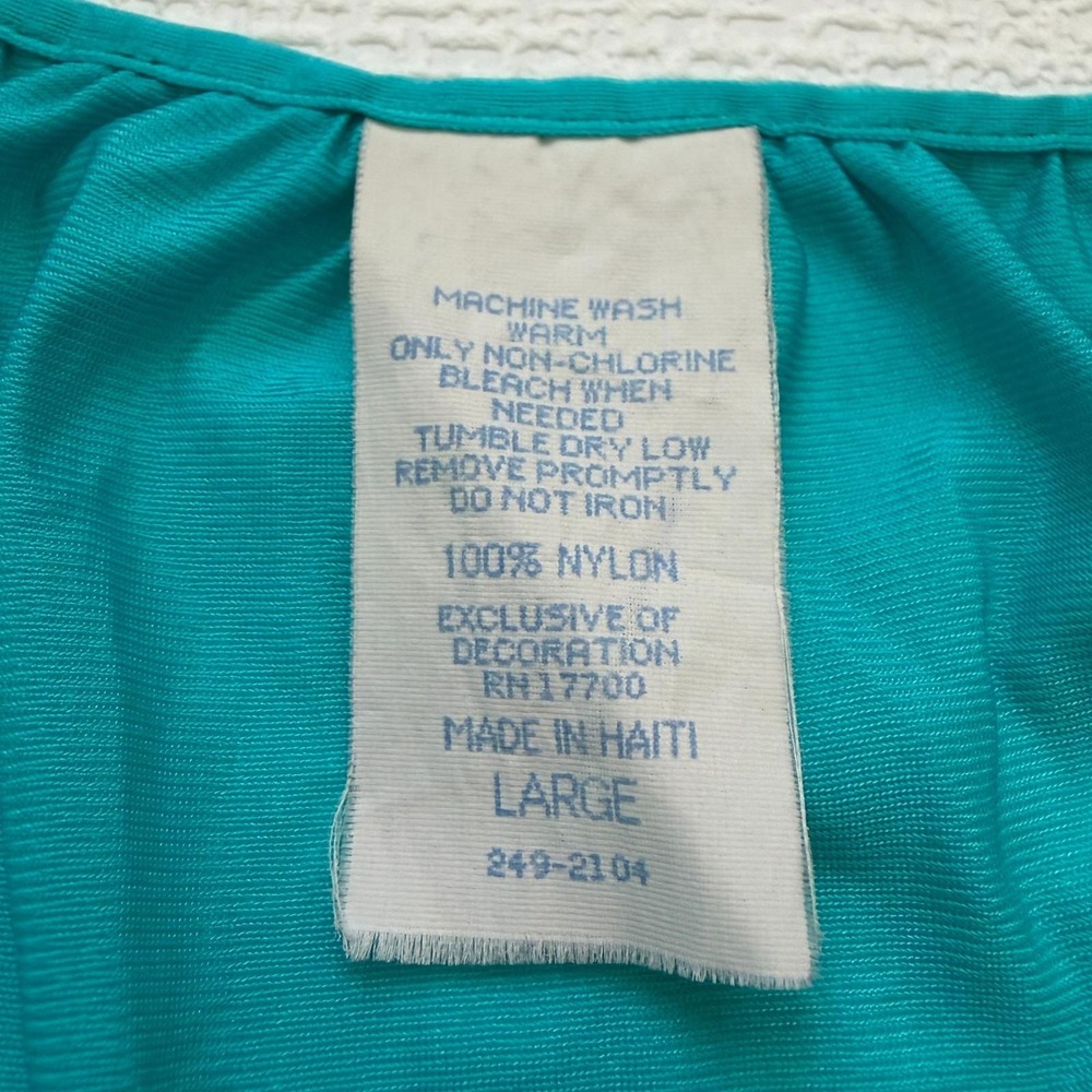 Vintage Nightgown Lace Trim Sleeveless Maxi Teal Blue Large - Picture 9 of 9